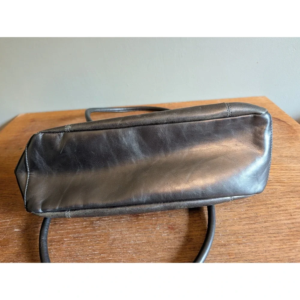 Vintage Y2K Giani Bernini Metallic Pewter Leather Shoulder Bag Silver Hardware